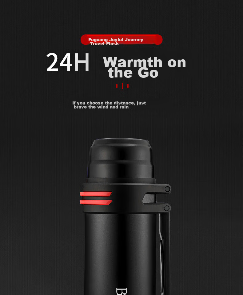 FUGURNG BESTJOY Insulated Bottle Large Capacity 304 Stainless Steel Thermos for Men, Car And Outdoor Portable Travel Bottle 2.2L Black 1