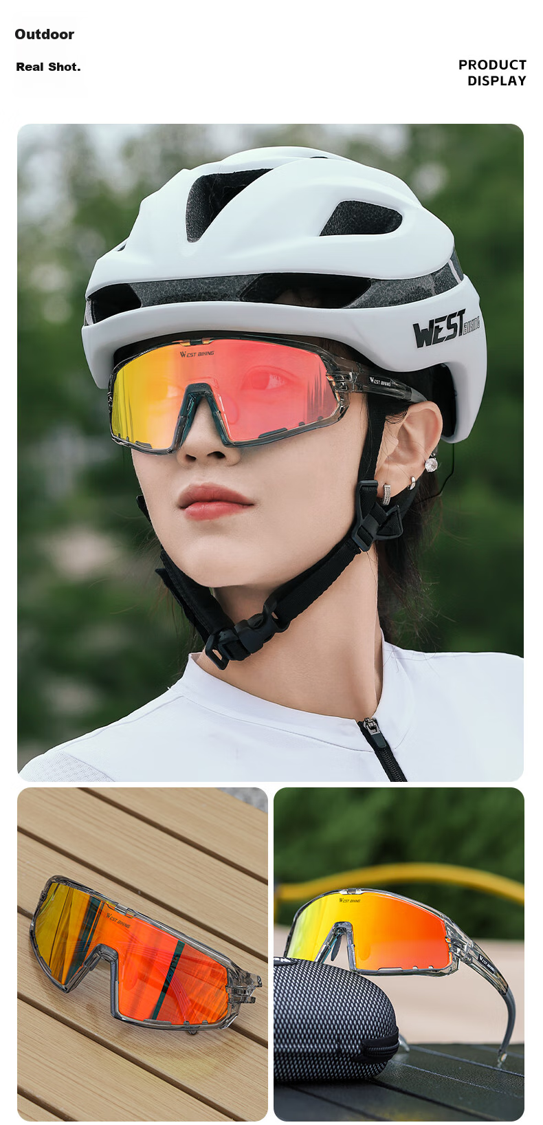 XQZ Cyclist Cycling Glasses Color-Changing UV Protection Day and Night Use Professional Full-Wrap Windproof Dustproof Goggles 13