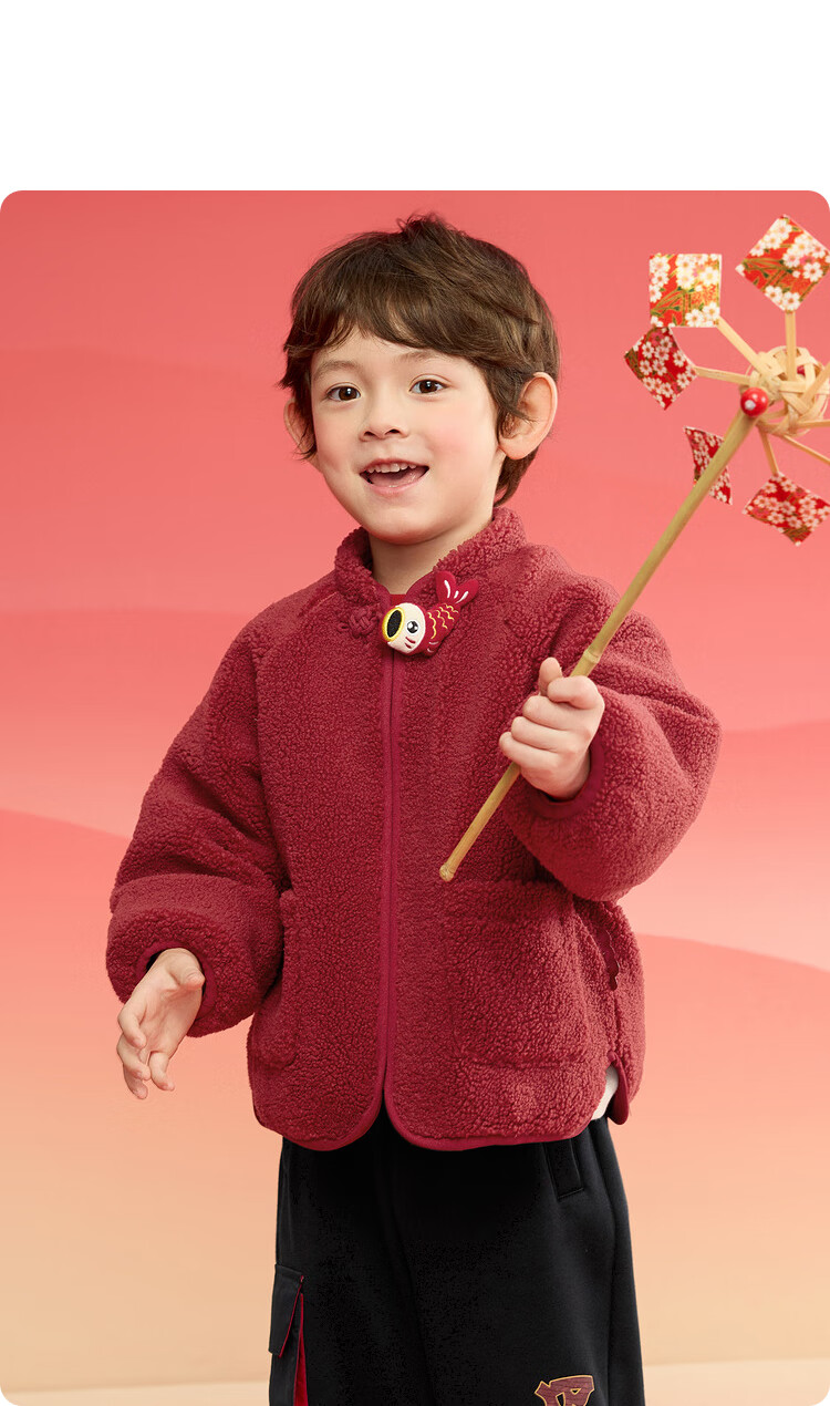 BALABALA Boys' Cotton Jacket, Girls' Padded Coat, Baby Winter Clothing, New Year's Outfit, Plush Outerwear, 208125106201 22