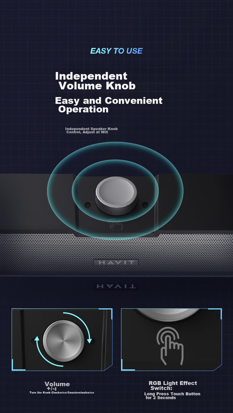 Havit Computer Speakers, Bluetooth Speaker, Desktop Home Laptop Host USB Long Bar Speaker, Online Class Mini Subwoofer External Speaker, M19 Microphone Versio 10