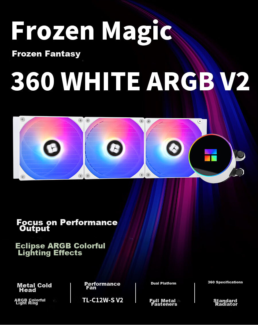 Thermalright Frozen Magic 360 WHITE ARGB V2 All-In Liquid Cooler with Full Metal Mounting Brackets FM360 WHITE ARGB V2 2