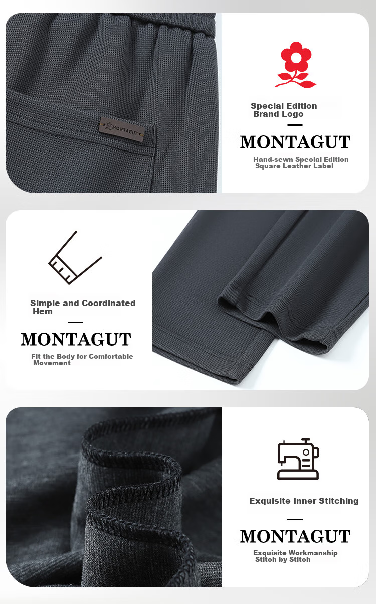 MONTAGUT Spring And Autumn Men's Stand-Collar Jacket with Mulberry Silk, Casual Sweatpants, Sporty Fashion Two-Piece Set, Black, Size 54 9