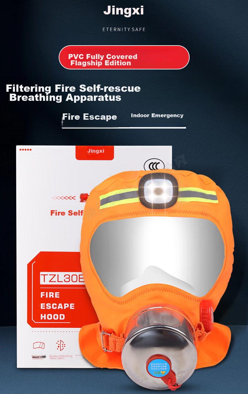JINGXI Gas Mask Fire Mask Fire Protection Respirator Fire Escape 3C Certified PVC Flagship Versio 1