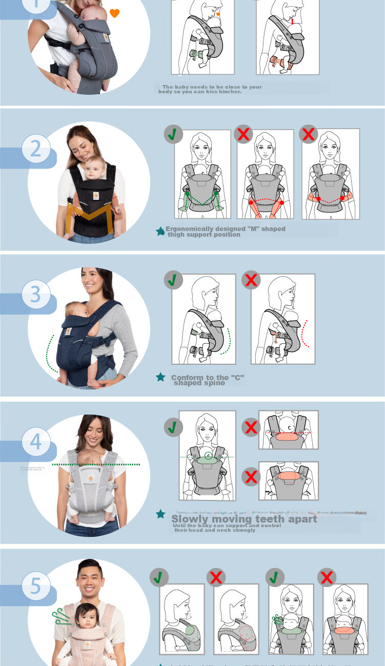 ERGObaby American Ergonomic Baby Carrier, Newborn Comfortable Strap, Breathable And Cool for Travel, Baby-Carrying Essential Breeze Wildflower Rice 15