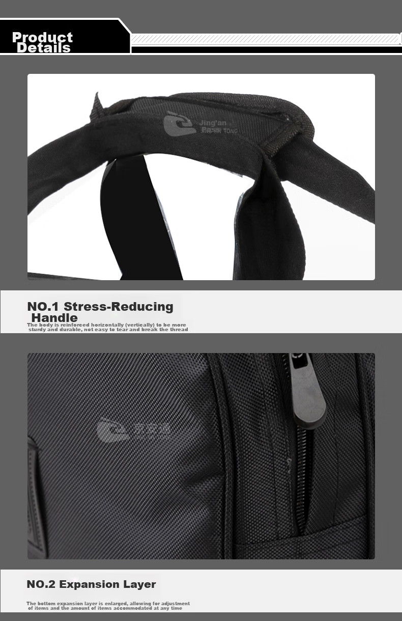Jingantong Black Front Carry Bag, Stay-Behind Bag, Thickened Large Capacity Waterproof Canvas Handbag with Back Compartment 4