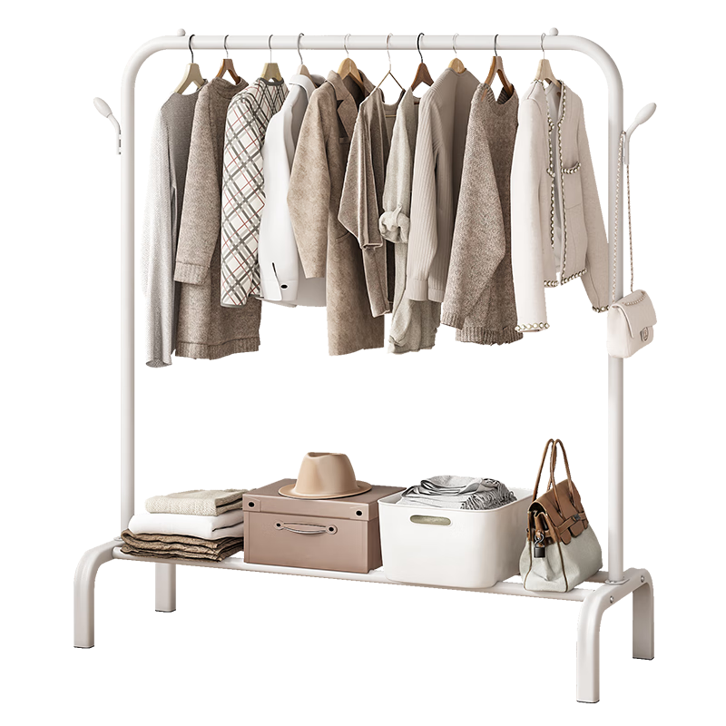 Yupin Coat Rack Floor-Standing Clothes And Hat Stand Bedroom Living Room Drying Rack Storage Shelf Thickened MJ53 White 150
