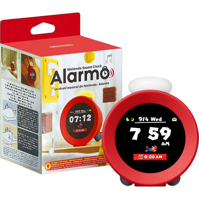 Nintendo Switch Sound Clock Alarmo Overseas Version, Red Super Mario-Themed Motion-Sensing Smart Alarm Clock