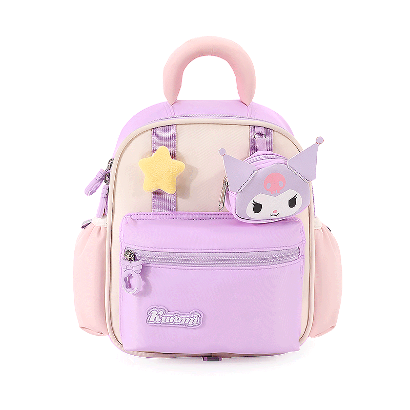 Hello Kitty Kindergarten Backpack for Girls Aged 3-6, Princess Backpack for Children's Preschool, Double Shoulder Bag Gift, 96660 Kuromi Purple