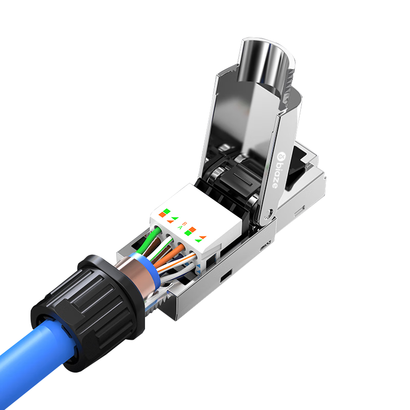 BIAZE CAT7 Shielded Toolless RJ45 Connectors, 10 Gigabit Ethernet, No Crimping Required, Reusable with Cable, Pre-Assembled for Beginners, Single Pack