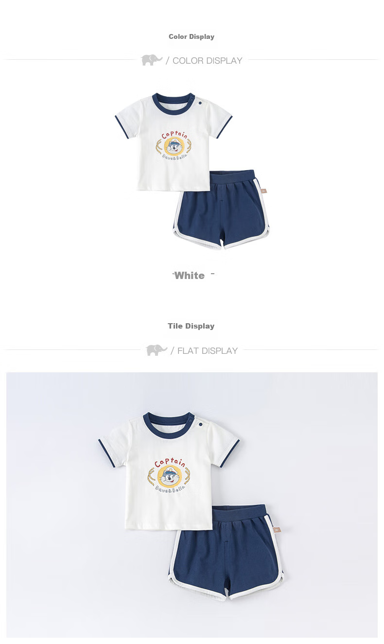 DAVE & BELLA Children's Summer Outfit Set, Baby Sports Short-Sleeve Top, Infant Shorts, Boys' Stylish Clothing 5