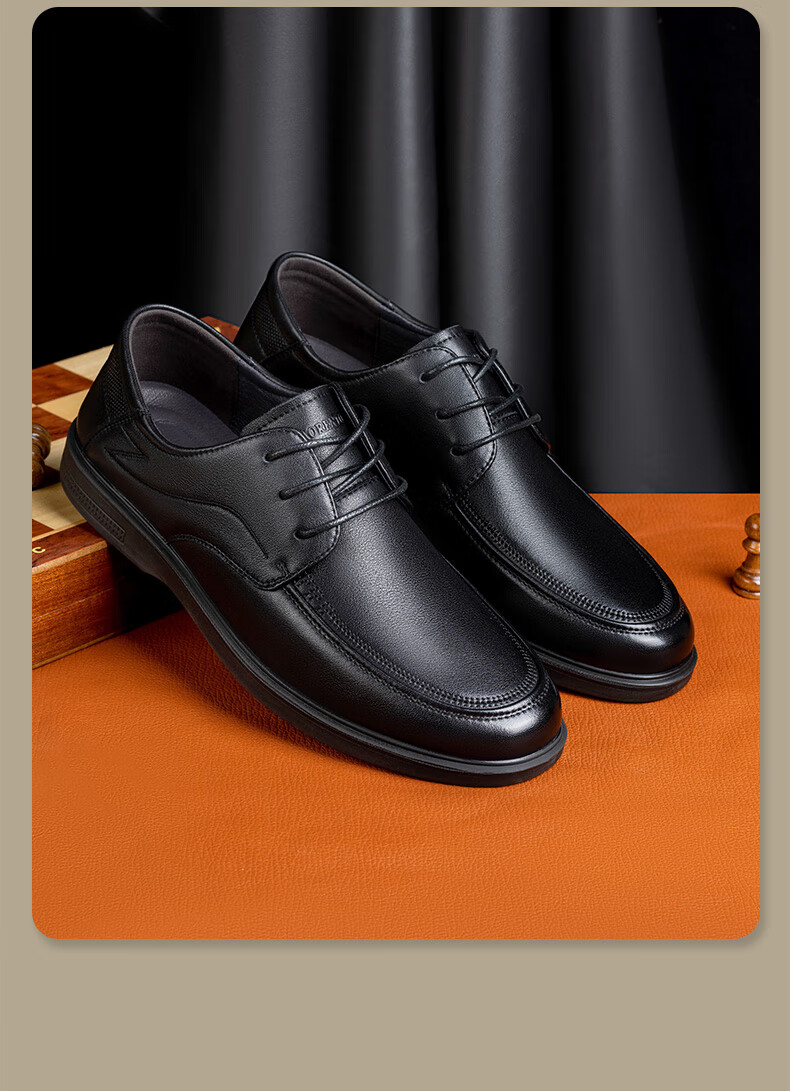 LAORENTOU Men's Lace-Up Leather Formal Shoes, Business Casual Dad Shoes, Round Toe Wedding Shoes, LA11505, Black, Size 40 7