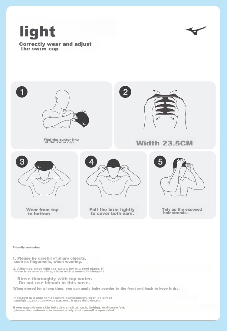 MIZUNO Swimming Cap, Unisex Adult Waterproof Cap, Long Hair Ear Protection, Non-Constricting, Enlarged Professional Silicone Cap N2CW1S26 White 17