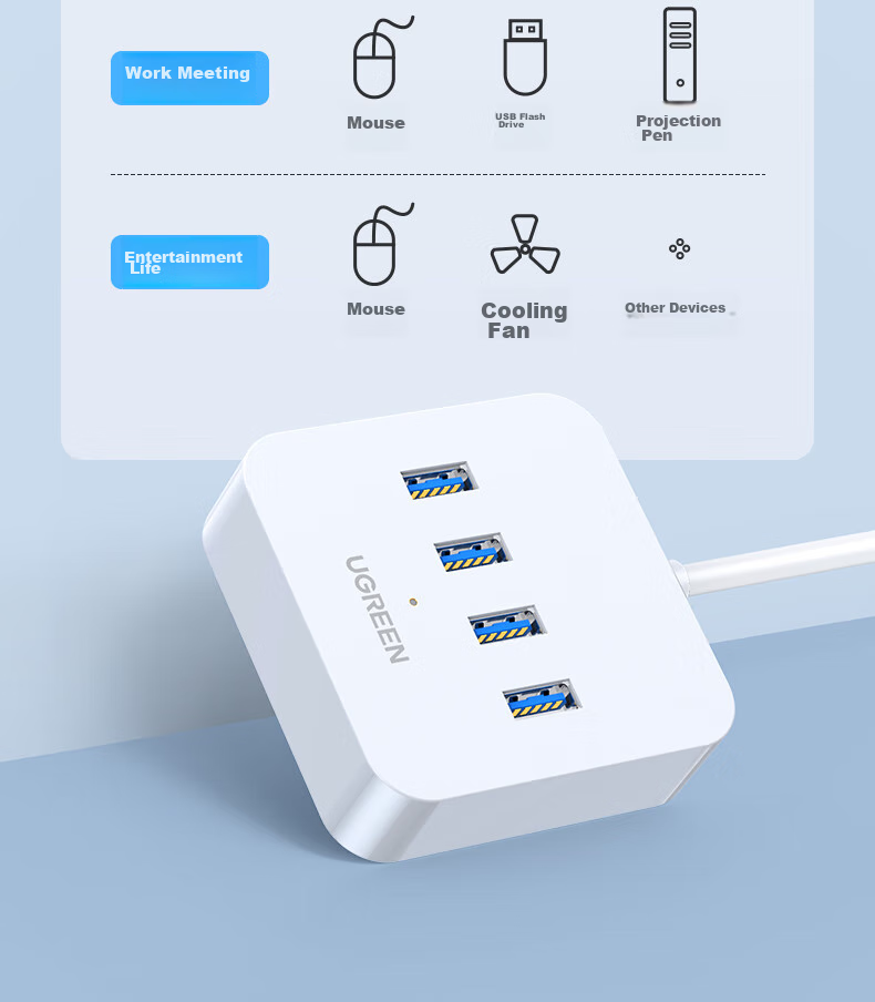 UGREEN USB 3.0 Hub, Multi-Port Splitter, High-Speed 4-Port Expansion Dock, HUB Concentrator, Laptop And Desktop Converter Adapter Extension Cable 8
