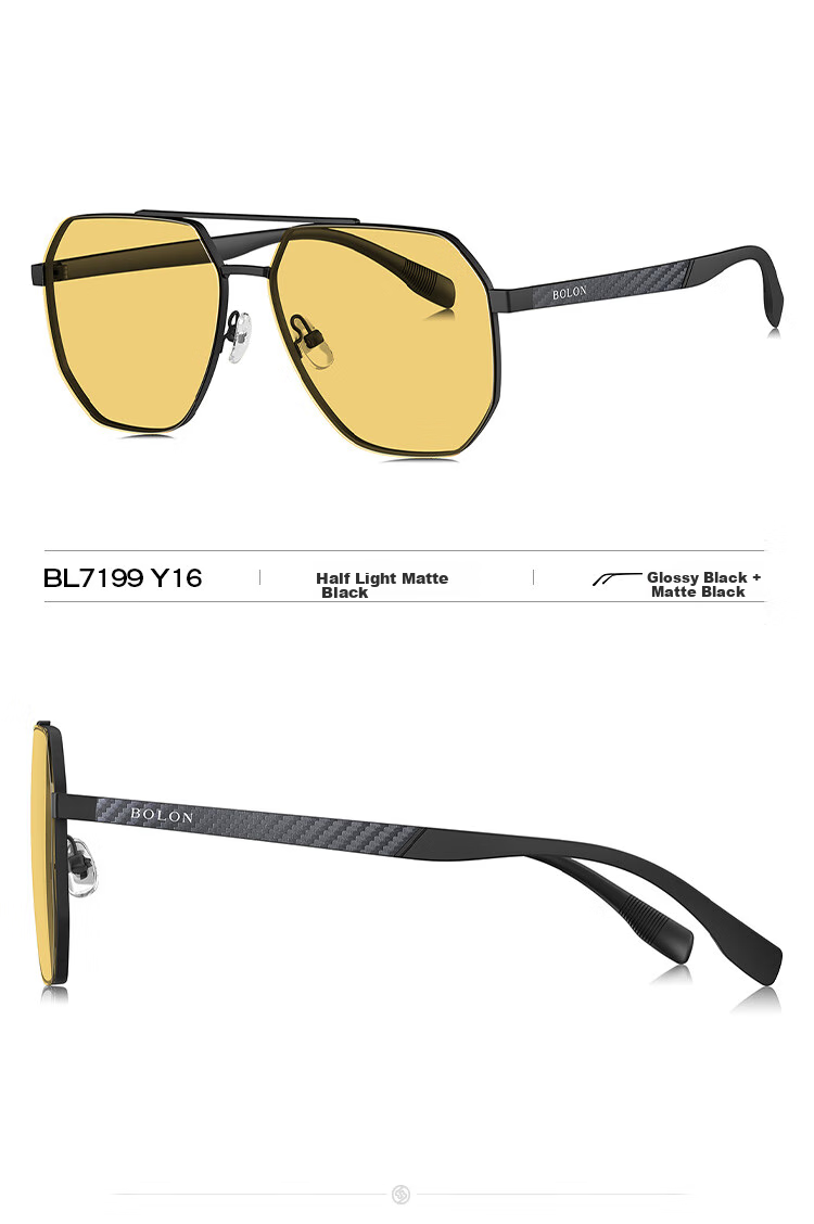 BOLON Eyeglasses-Inspired Aviator Polarized Sunglasses, Driving UV Protection Sunglasses for Men, Trendy Style BL7199D17 17