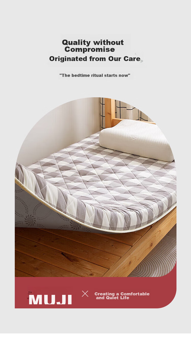 Wuyinliangpin Mat Cover for Mother And Baby, Student Dormitory Bedding, Single Mattress Pad, 90x190cm, for 0.9-Meter Bed, Bunk Beds, Gray Checkered Pattern, 6cm Thick 3