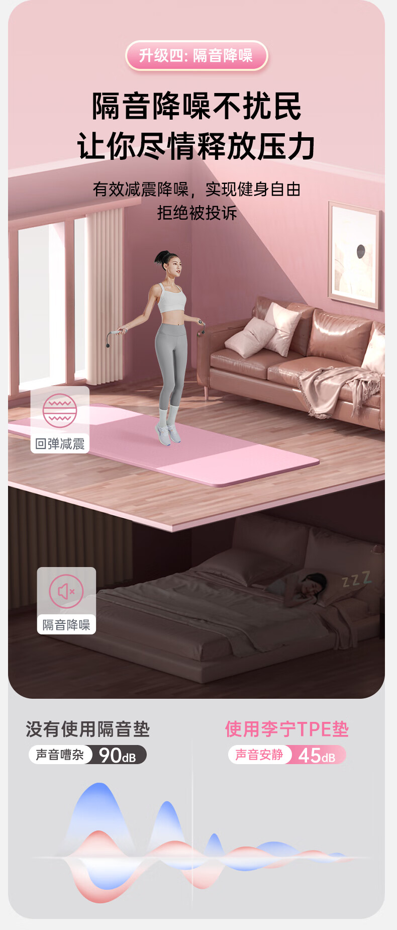 LI-NING TPE Yoga Mat Women's Non-Slip Thickened Wide Professional Jump Rope Fitness Exercise Silent Shock Absorption Dance Mat 13