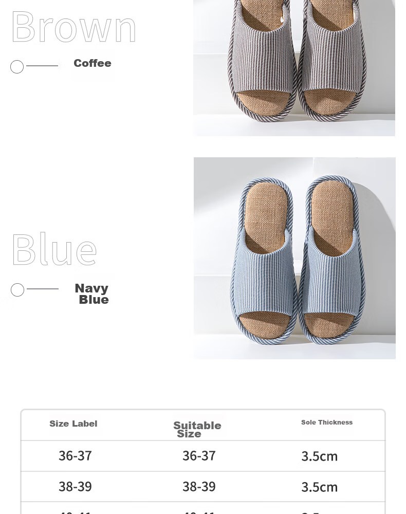 GUOLUOFEI Japanese-Style Linen Slippers for Men, Home Cotton And Linen Casual Couple Slippers for All Seasons, Khaki Color, Size 40-41 13