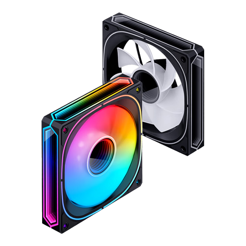 JONSBO FR-505BR Iridescent Edition 12CM Case Fan (Reverse Blade/3-Sided & Axial Layered Mirror Effect/5V RGB Motherboard Sync/PWM Male And Female Connectors)