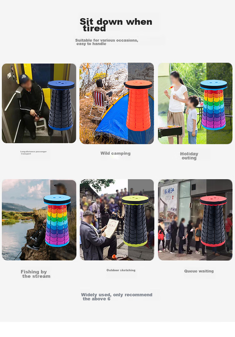 Haoer Folding Stool Outdoor Fishing Portable Stool Travel Adjustable Extendable Stool High-Speed Rail Maza Stool Internet-Famous Collapsible Stool Gree 4