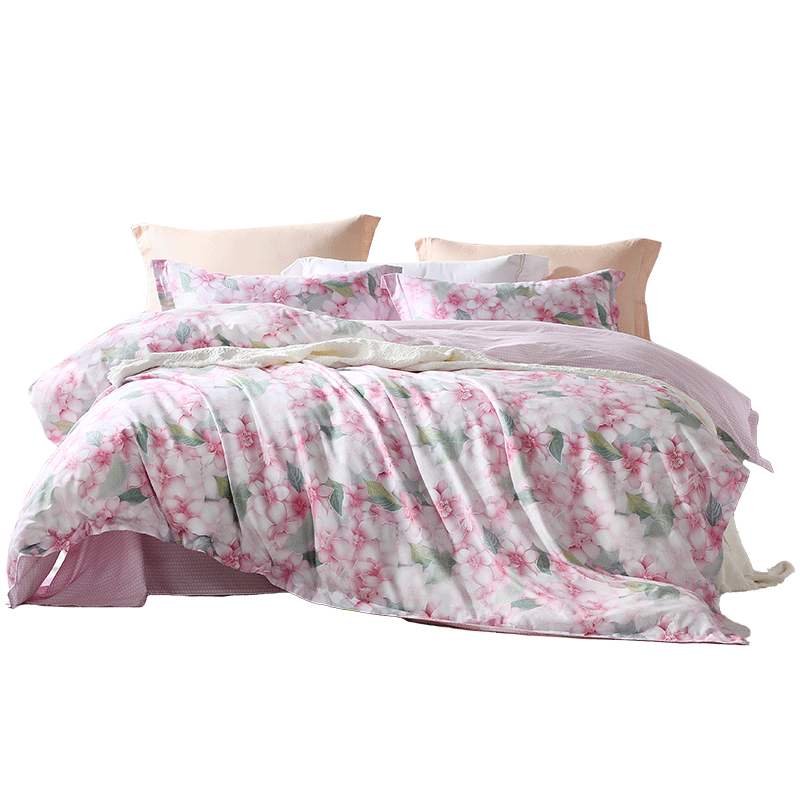 FUANNA Single Duvet Cover, 100% Pure Cotton Duvet Cover, Fresh Printed Bedding, Single Or Double Size, 203*229cm, Pink