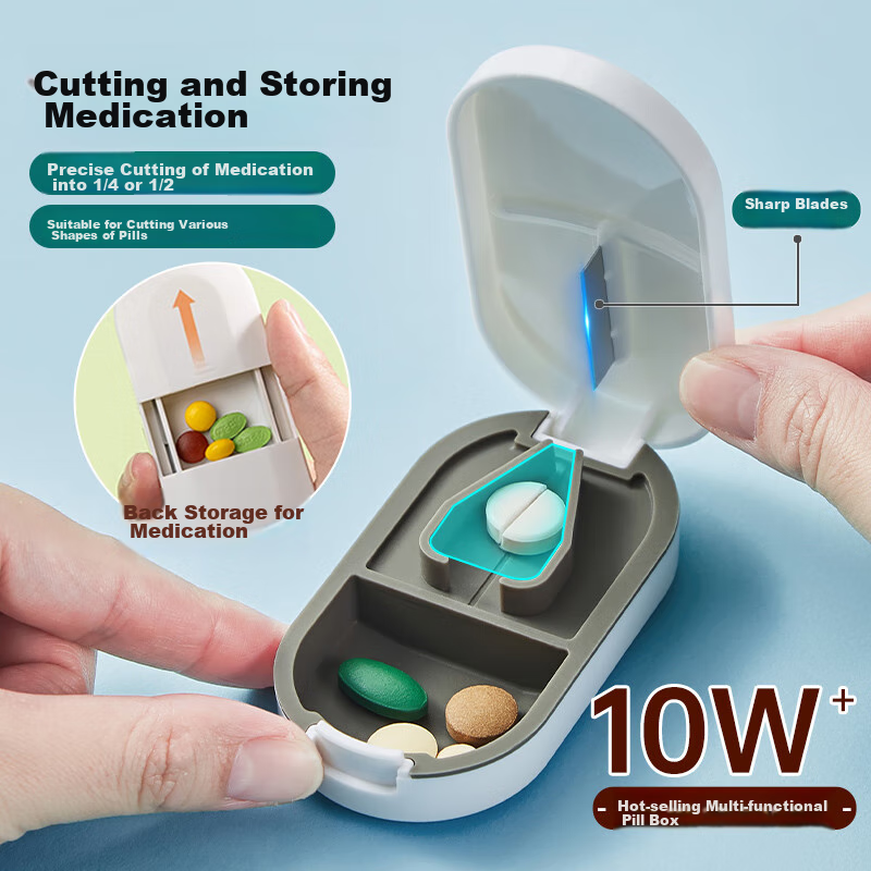 Daisy Leaf Japanese-Style Pill Splitter, Precise Two-Pill Cutter, Small Pill Box Divider, Portable Pill Splitting Tool
