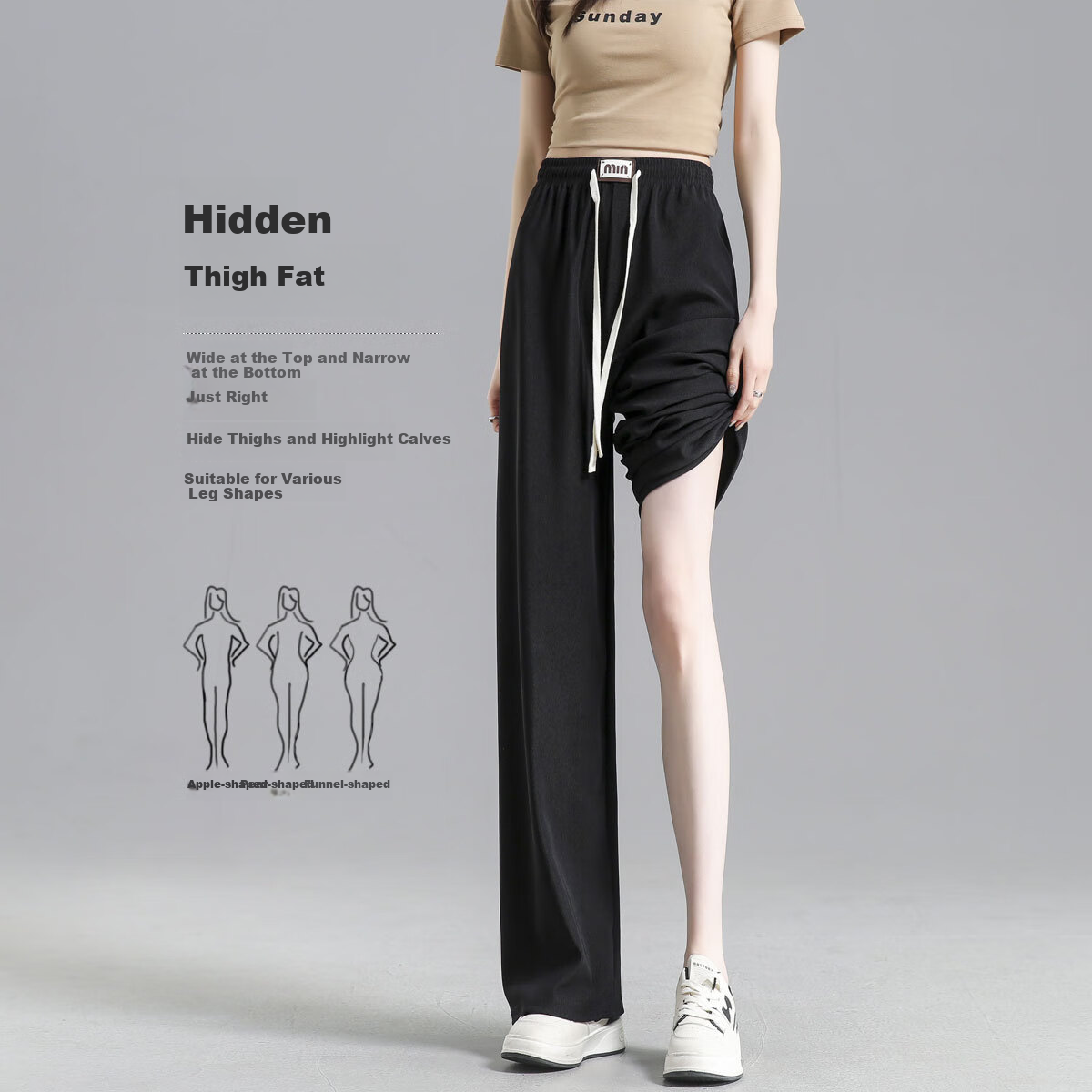 Dme [Refined Light Urban Draping Pants] Spring And Autumn Lightweight Elastic Waist Long Pants Women's Casual Trousers