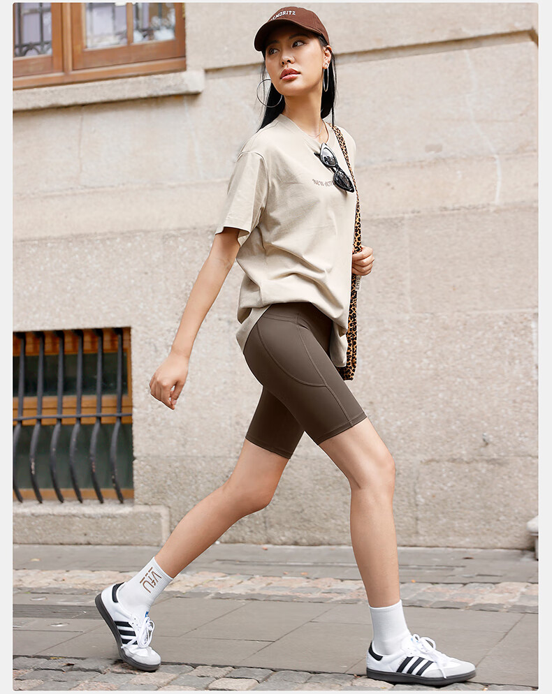 VFU Xingqing Five-Minute Yoga Shorts, Outdoor Sports Cycling Pants, High-Waisted Butt-Lifting Tight Shorts, Linen Color, Size S 22