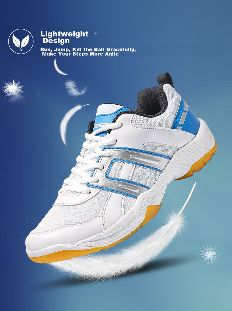 KAWASAKI Badminton Shoes for Men And Women, Durable Breathable Professional Competition Training Sports Shoes K-073D White Blue 35 4