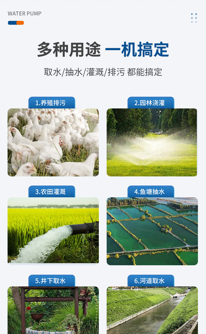 CHENYUAN Submersible Pump, 220V Household Stainless Steel Sewage Pump, Automatic with Float Ball, Agricultural Water Pump for Farmland Irrigatio 2