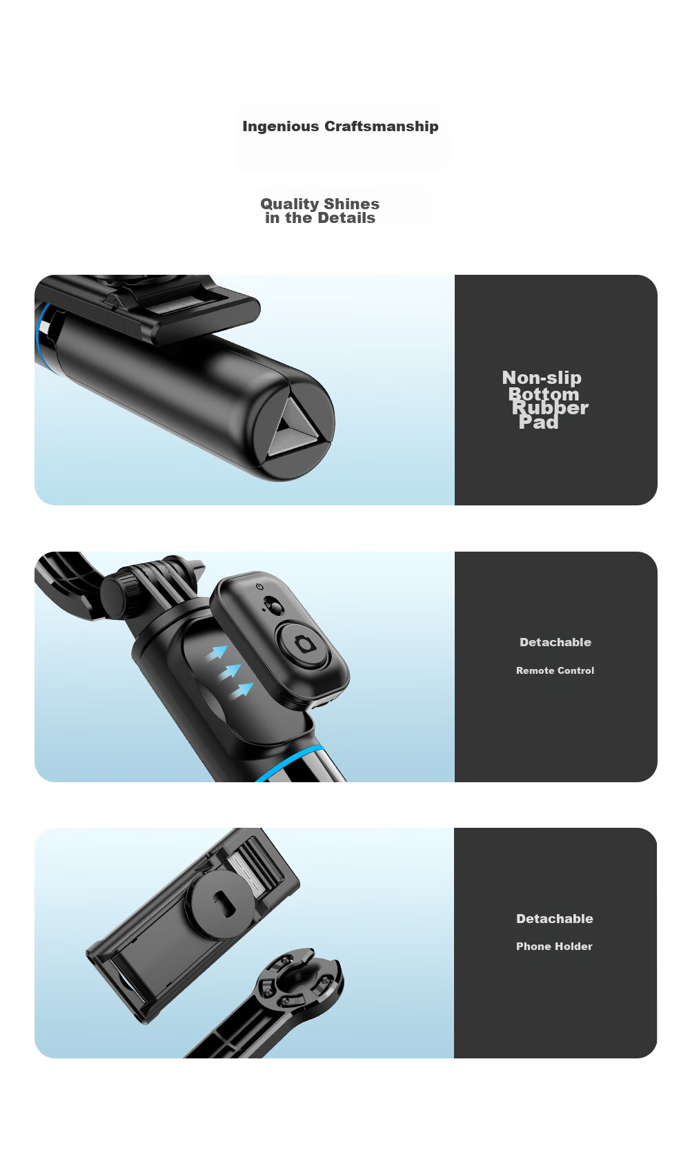 Fotopro TL-702 Portable Compact Magnetic Tripod for Phone, Bluetooth Speaker, And Live Streaming with Retractable Desig 3