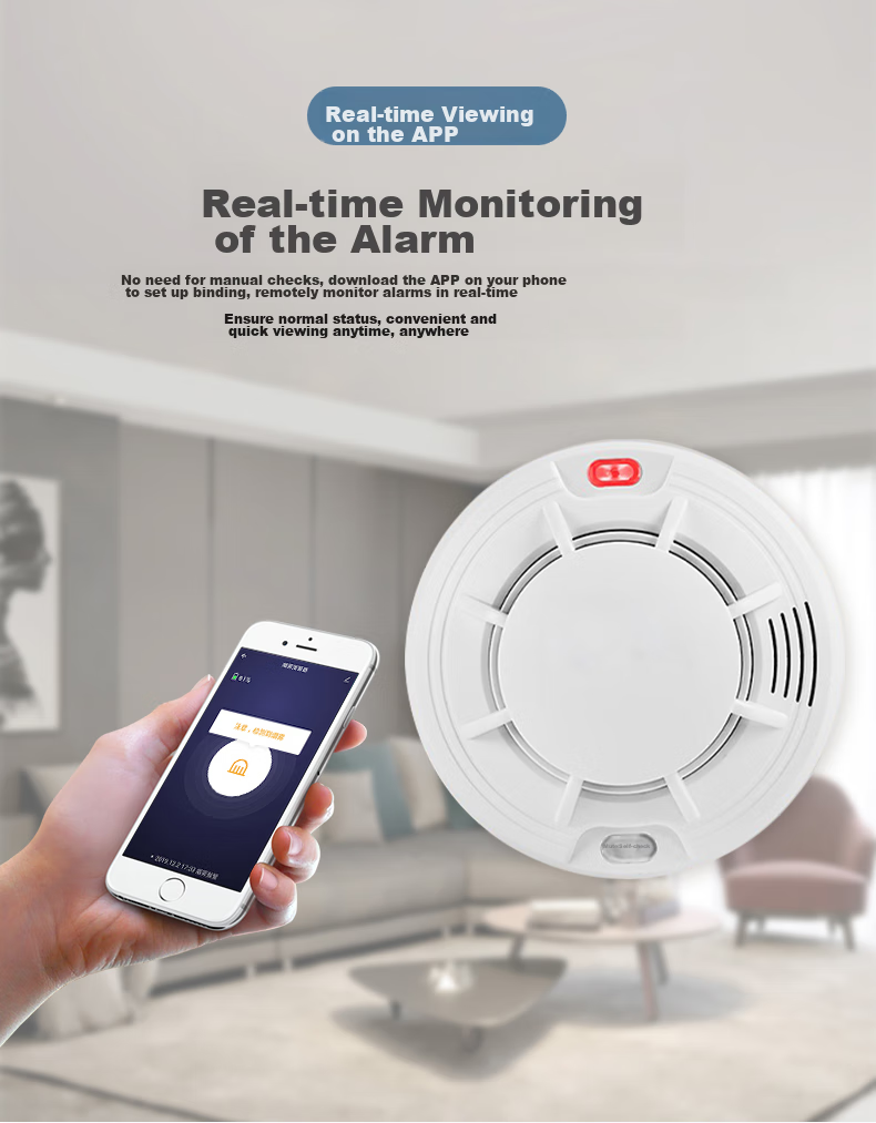 LFang PS-819D WIFI Smoke Alarm, 3C Certified Fire Detector for Home Use, Remote Mobile Phone Notification, Smoke Sensor 6