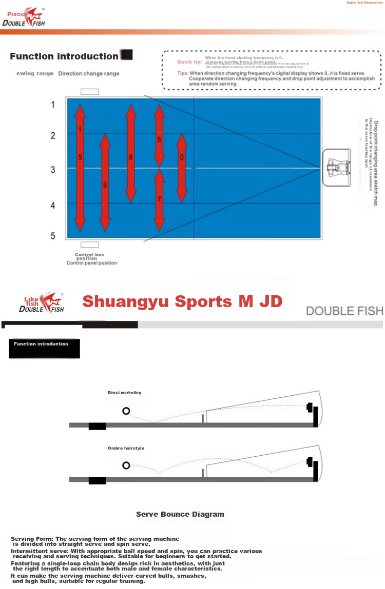 DOUBLE FISH Table Tennis Ball Machine Super 3 Generation Home Floor-Standing Professional Automatic Ball Machine with Ball Return Net, Includes 100 Balls 4