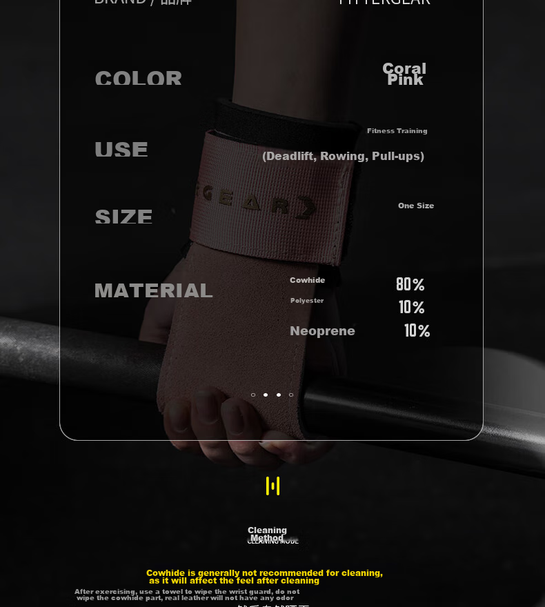 FITTER GEAR Fitness-Specific Deadlift Leather Non-Slip Support Belt with Wrist Guards for Women, Pull-Up Bar Rowing Grip Assistance Band 13