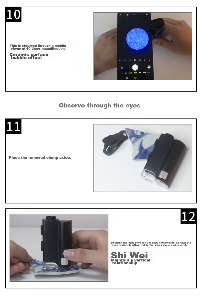MIXOUT, 60x And 100x High Magnification Magnifying Glass, HD Inspection with LED Light And UV Phone Clip Microscope 15