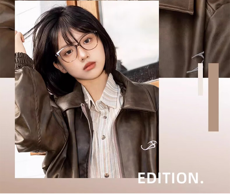 LOHO New 2024 Cat Eye Glasses for Women, Myopia, Anti-Blue Light, Slimming Frame, Bare Face Glasses, Prescription Available, YX8063 Orange 7