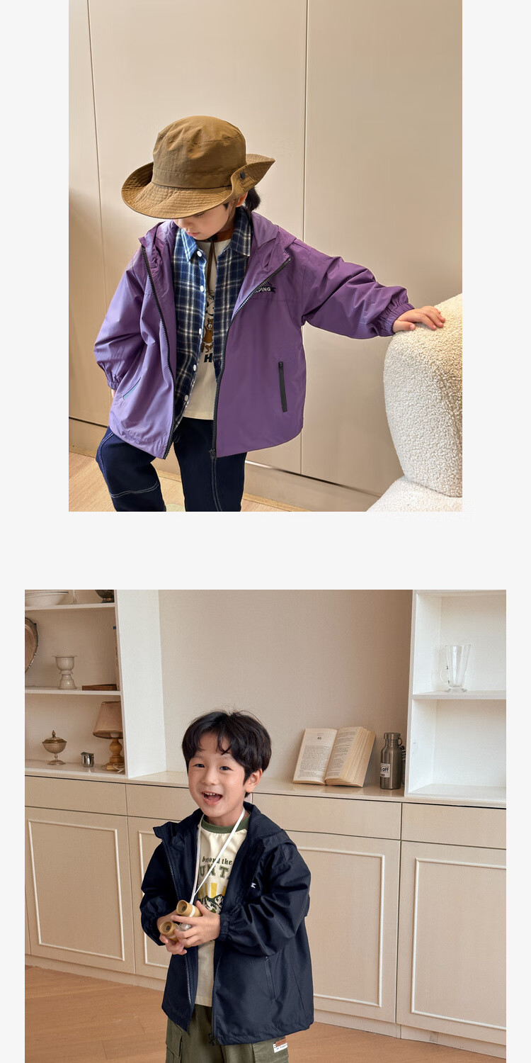 LUSON Chen Dazhu Boys Outdoor Hooded Workwear Jacket 2025 Spring Autumn New Children's Water-Repellent Mountaineering Coat 10