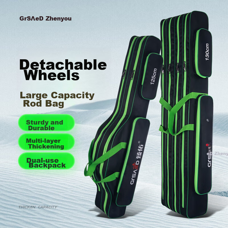 Grsaed Fishing Tackle Bag, Double-Layer Large Belly Bag, 130CM Thickened Large Capacity Waterproof Rod Bag, Fishing Sea Rod Lure Rod Bag, Black