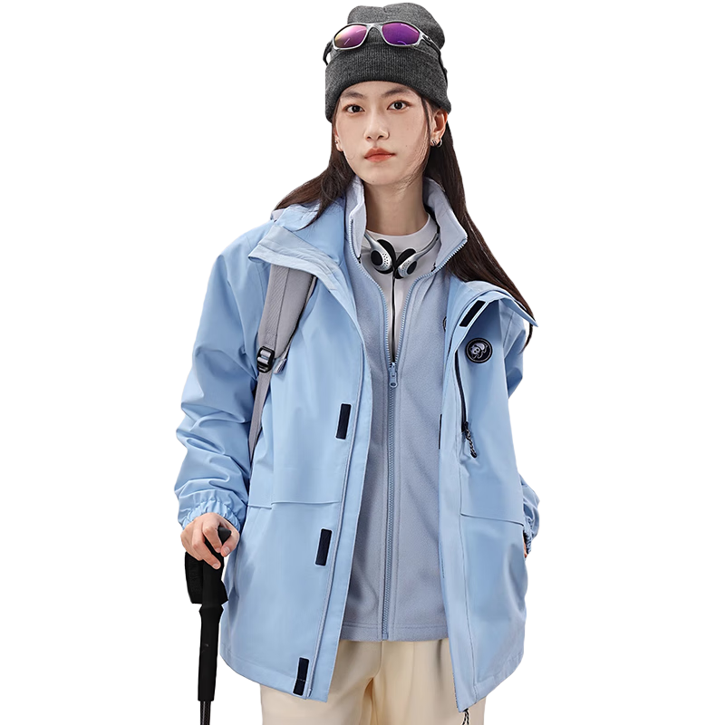CAMEL Panda Three-In Outdoor Waterproof And Windproof Jacket for Autumn And Winter, Unisex Hiking And Mountaineering Coat 1641
