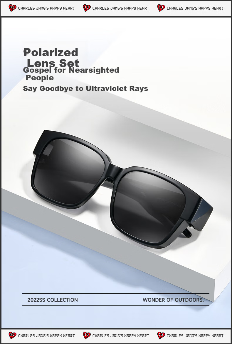 Chaersitaoxin Polarized Night Vision Glasses Clip-On UV Protection Sunglasses for Nearsighted Men And Women, Driving-Specific CH-8101 Letter Style 1
