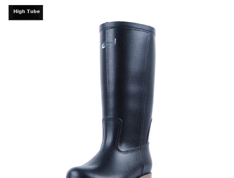 Warrior Men's Mid-High Rain Boots, Adult Waterproof Shoes, Rubber Boots, HXL128-B, Black Mid-Calf, Size 41 14