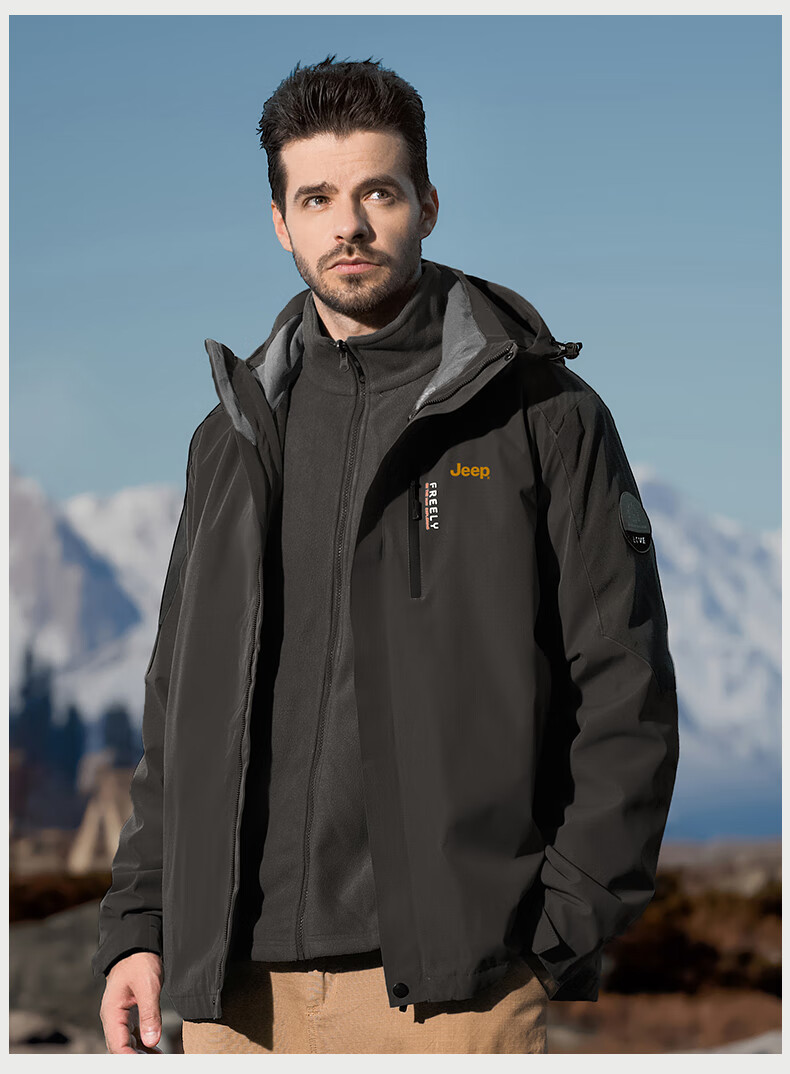 JEEP Three-In Windproof Jacket for Men, New Style for Autumn And Winter 2026, Outdoor Hooded Coat 17