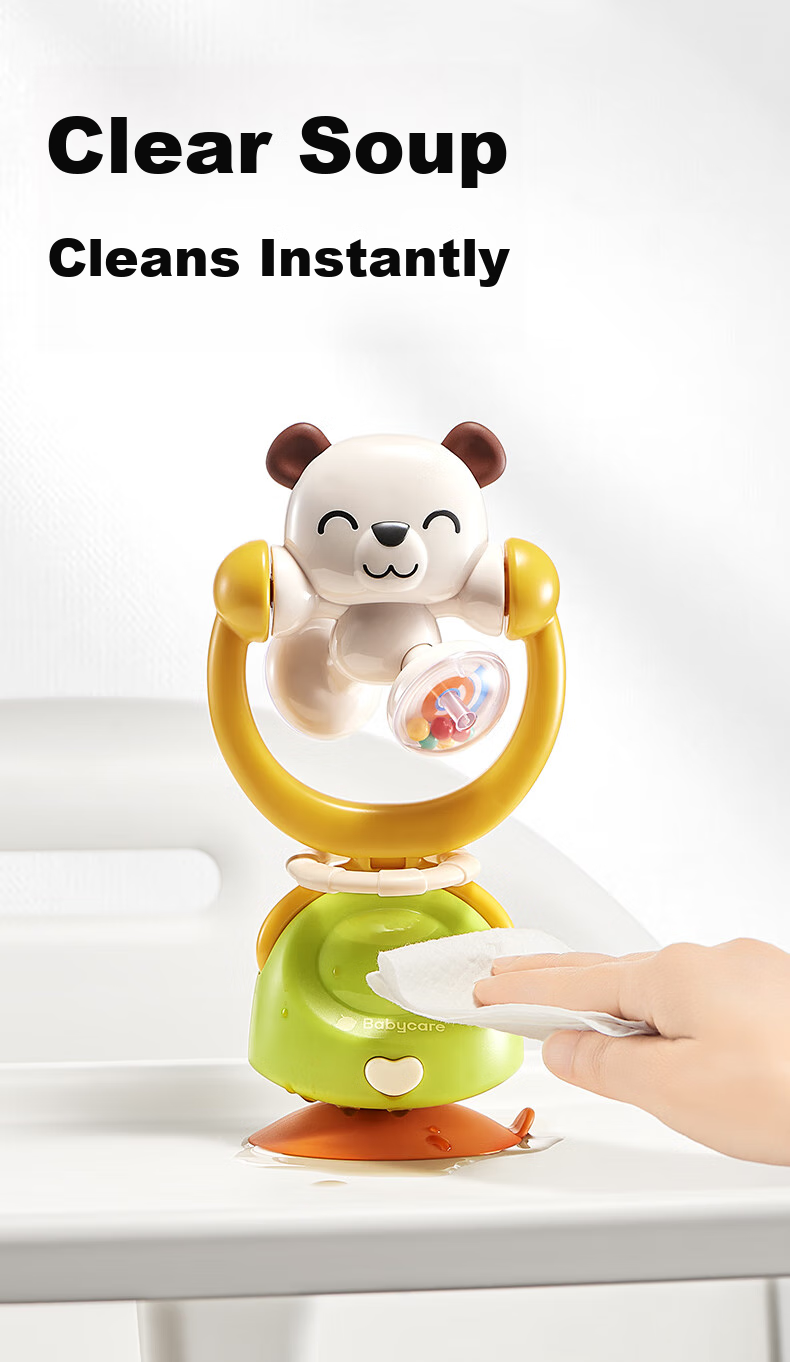 Babycare Bear Dining Table Rattle, Baby Toy, Newborn Full Moon Festival Gift, Comforting Hand Rattle, Yellow And White Color 5