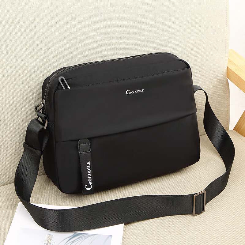 CROCODILE Fashion Handbag for Men, Simple Shoulder Bag, Lightweight Large Capacity Crossbody Bag, Birthday Gift B1937 Black