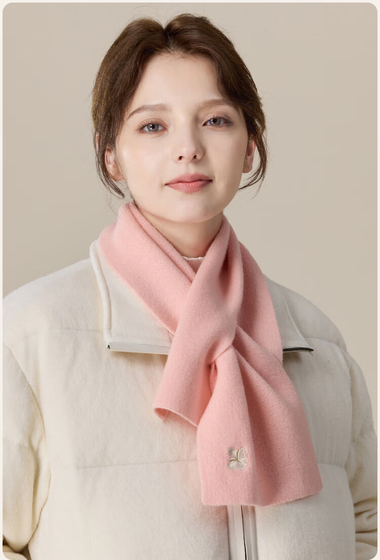 JIUMU Pure Wool Scarf for Women, Autumn And Winter Embroidered Red Warm Neck Warmer, Mid-Autumn Festival Birthday Gift 20