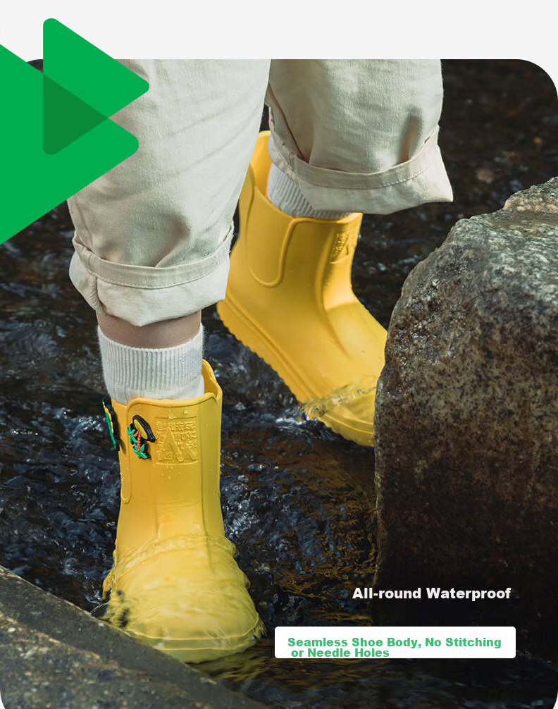 SHUKIKU Children's Rain Boots, Lightweight Non-Slip Rain Shoes for Boys And Girls, Kindergarten And Elementary School Students' Waterproof Shoes, Pudding Yellow, Size 32/210 10