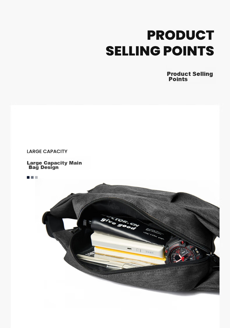Lee Men's Crossbody Bag, Fashionable And Simple Chest Pack, Trendy Casual Waist Bag for Women, Outdoor Sports Small Satchel, Black 6