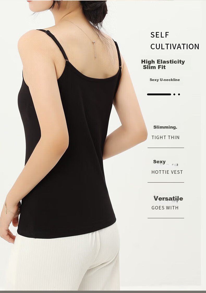 LangSha Women's Summer Camisole Tank Top, Australian Ice-Cotton Elastic Undershirt, Slim-Fit Inner Wear Or Outer Wear Base Layer, Cherry Blossom Pink, M 2