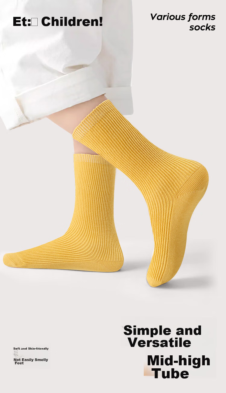 Barbie Girls' Cotton Socks, Children's Slouch Socks, Long Socks, Girls' Mid-Calf Socks, Solid Color Spring And Autumn Calf-Length Socks 1