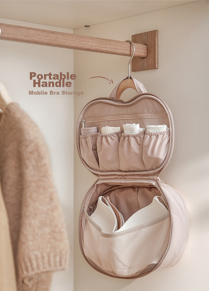 EACHY Underwear Storage Bag, Panties Travel Organizer, Bra Anti-Deformation Bag, Business Trip Chest Pads Storage Bag, Portable - Apricot Color 17
