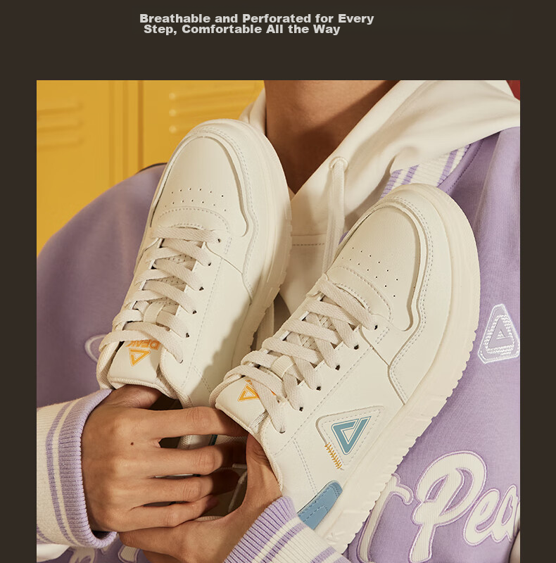 PEAK Air Force One Sneakers for Women, Summer Low-Top Wear-Resistant Casual White Shoes, Soft-Soled Versatile Sports Shoes DB310128 12